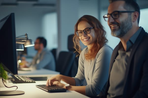 AWS Cloud Engineer IT professionals working together on a project in a well-lit office